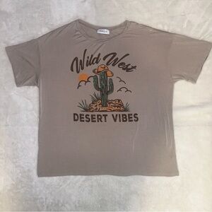 Gilli Beige Wild West Desert Short Sleeve Graphic Tee Size Medium